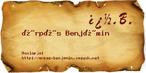 Árpás Benjámin névjegykártya